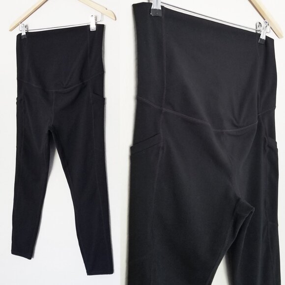 Fabletics Maternity High-Waisted PureLuxe 7/8 Legging Black Medium Comfort $95 - Picture 7 of 12
